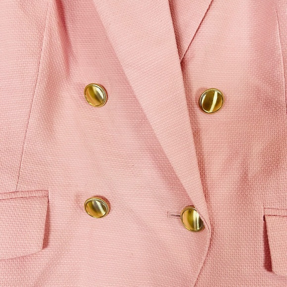 Talbots Textured Double Breasted Blazer Pink Size 16P - Picture 7 of 10